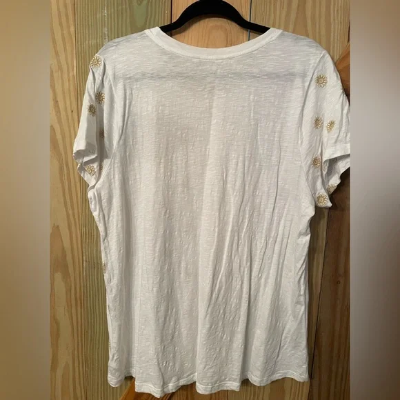 Lucky Brand White Tee with Gold Accents - Picture 7 of 8